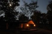 Client Tent at night in Zambia sable camp