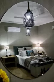 Bedroom in couples hunting lodge