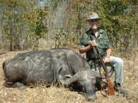 Proud hunter with his Cape buffalo trophy