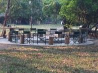 Fireplace area at buffalo camp