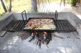 Cooking meat on the coals