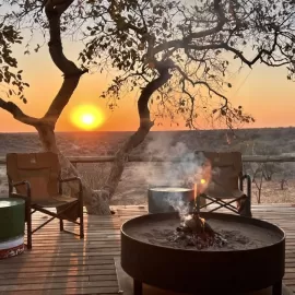 outside sunset at leopard hunt camp