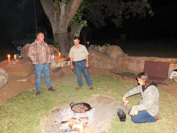 Boma at night hunting lodge