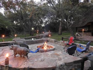 Firepit area in the daytime at long distance lodge