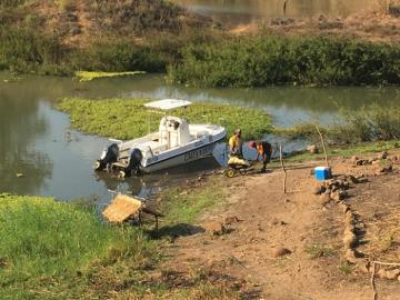 Boat at crocodile camp in Mozambique