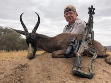 Black springbok taken with a crossbow